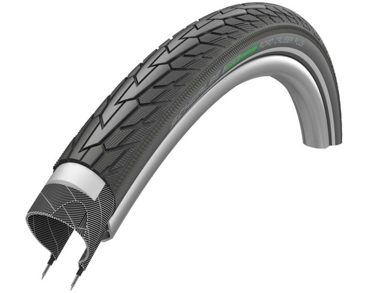 Schwalbe Road Cruiser Plus City/Touring-Reifen 26x1.75 Zoll | Schwarz-reflex Green Compound Active L