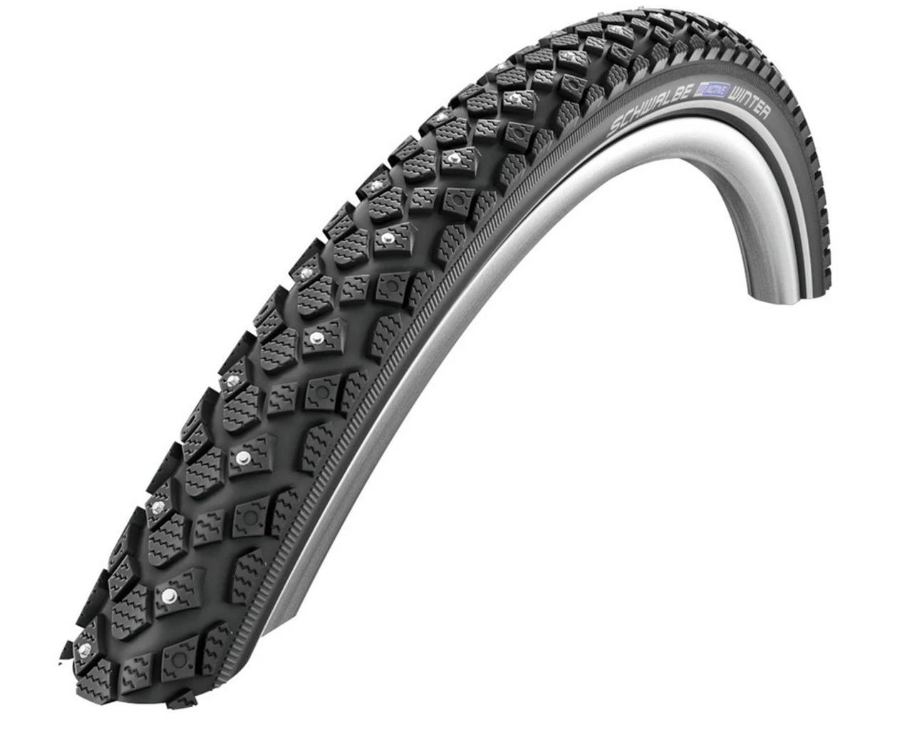 Schwalbe Winter Spike-Reifen 26 Zoll X 1.75 (47-559) | Schwarz Reflex Winter K-Guard 100 Spikes